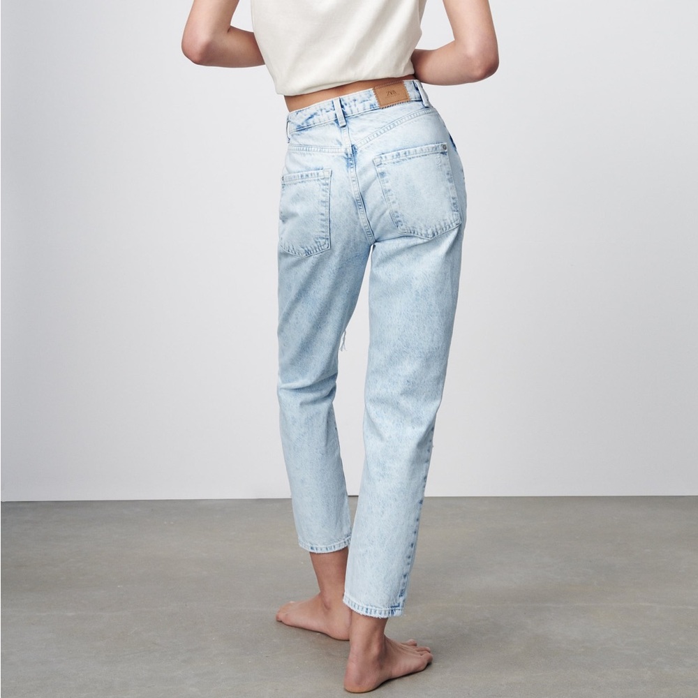 Zara Ripped Mom Fit Jeans - Picture 3 of 9